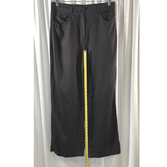 ZARA Black Wide Leg Linen Blend Pants Women's XL Vacation Casual Travel 82-03 - Picture 9 of 11